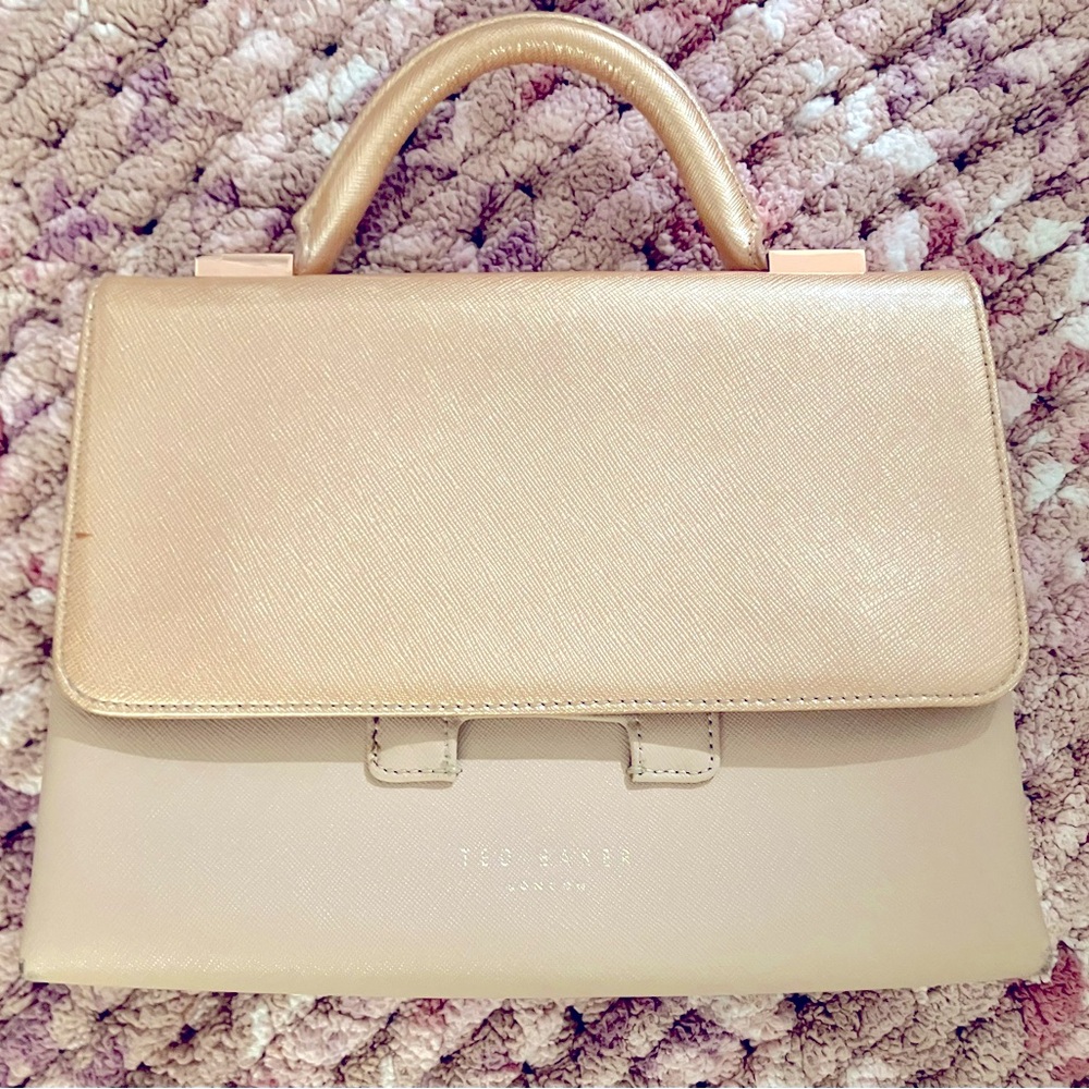 Ted Baker London Rose Patent and Pebbles Leather Satchel Handbag